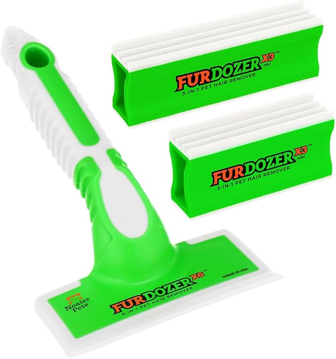 FurDozer X6 & X3 Pet Hair Remover & Auto Detailing Tool Bundle - Cat & Dog Hair Remover for Carpets, Car Interiors, Couches, Bedding, & Furniture - Reusable Pet Hair Removal Tool for Fur & Lint
