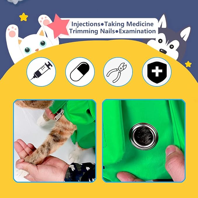 Kukaster Pet Cat’s Restraint Bag for Claw Care Nail Trimming Anti-Scratching Grooming Bag for Cats Medical Examination(Pink-l)