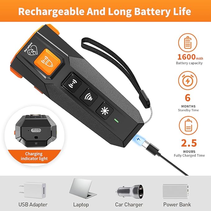 Dog Bark Deterrent Devices - Ultrasonic Dog Bark Deterrent - 4X Dog Barking Silencer with 23 FT Range - Ultrasonic Dog Barking Silencer - 2 in 1 Antibarking Device for Dogs