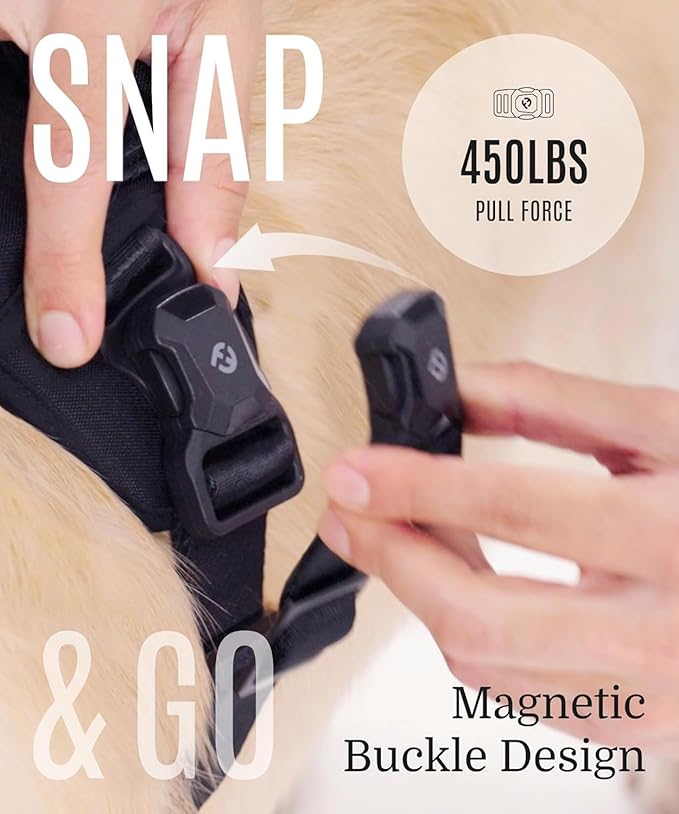 2025 New Edition, Fei & Eve MagEase Dog Harness - 3-Second Magnetic Buckles | 3-Point No-Pull Control | Heavy-Duty 900D Nylon | Dual Safety Handles | Breathable Mesh | Adjustable Fit |Small, Blue