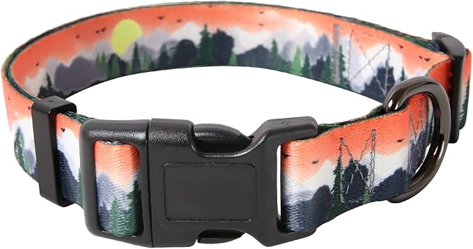 HEELE Dog Collar, Adjustable Soft Dog Collar for Small Medium Large Dogs,Floral Patterned Puppy Collars with Quick Release Buckle L Length 15.94''-25.59'