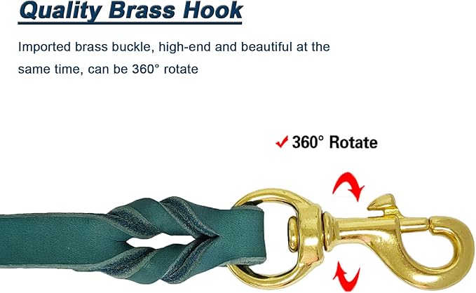 LWBMG Leather Dog Leash 4ft x 3/4 inch, Leather Dog Leash for Large Dogs, Strong Durable Handmade Braided Pet Lead, Soft and Comfortable Pet Training Leashes for Medium Large Dogs Blue