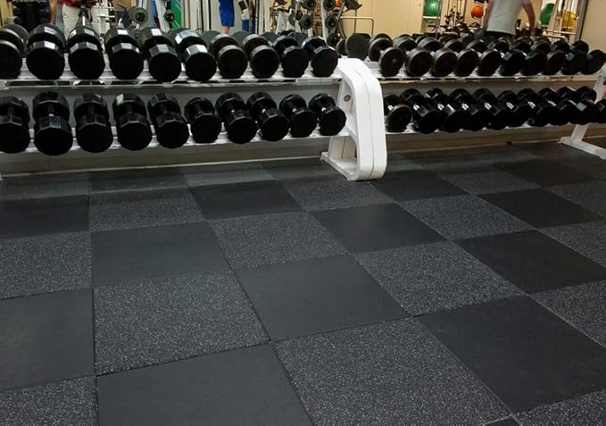 American Floor Mats - Extreme Rubber Gym Tiles - 1 Inch Thick Colorful Rubber Gym Tiles - Superior Shock and Sound Absorbing Tiles - 35% Purple/Grey/White 25 Tile Pack (Covers 100 Sq Ft)