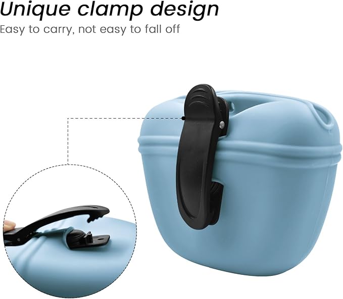AUDWUD Silicone Dog Treat Pouch,With Dog Training Clicker,Clip on Portable Training Container,Convenient Magnetic Buckle Closing and Waist Clip