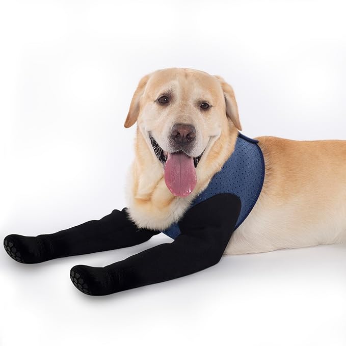 COODEO Dog Socks to Prevent Licking Paws, Dog Healing Bootss & Paw Protectors with Non-Slip Bottoms to Protect Wounds, Waterproof Sleeve Dog Shoes for Licking (Blue, XXL)