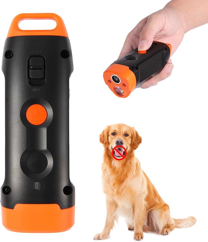 Dog Bark Deterrent Device-Rechargeable Anti-Barking Device for Dogs 40ft Long-Range Dog Training Tool, 3 Modes & LED Light for Dogs Training - Indoor & Outdoor