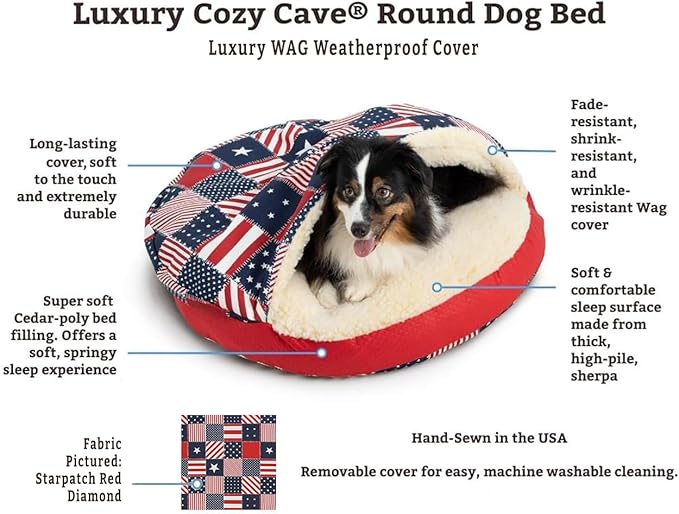 Snoozer Luxury Cozy Cave Dog Bed - Indoor Dog Bed with Cover Cave, Covered Calming Burrow for Medium & Large Sized Pets with Blanket Attached, Enclosed, Washable - XL, Barkely Black Diamond