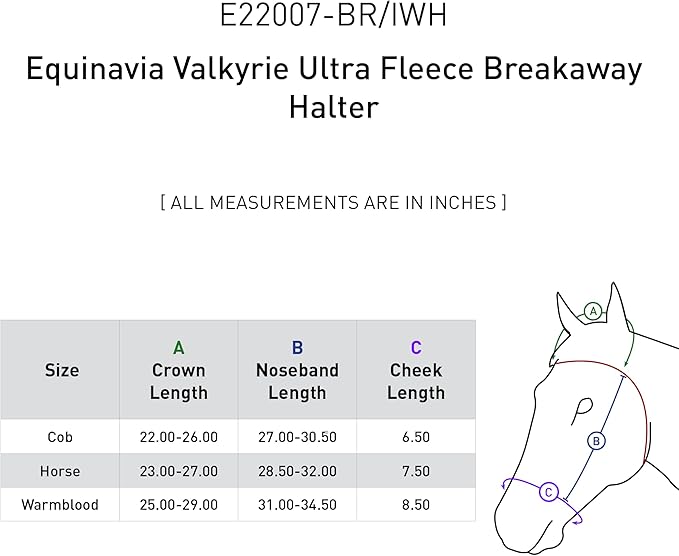 Equinavia Valkyrie Soft Ultra Fleece Padded Adjustable Breakaway Horse Halter - Brown/Ivory White - Warmblood