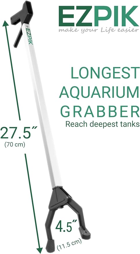 EZPIK 27" Extra Long Tweezers for Aquarium - Grabber Tool for Aquascaping - Aquarium Tongs Extra Long for Grabbing in Deepest Tanks - Saltwater Fish Feeding Tongs - Fish Tank Tweezers for Coral Reef