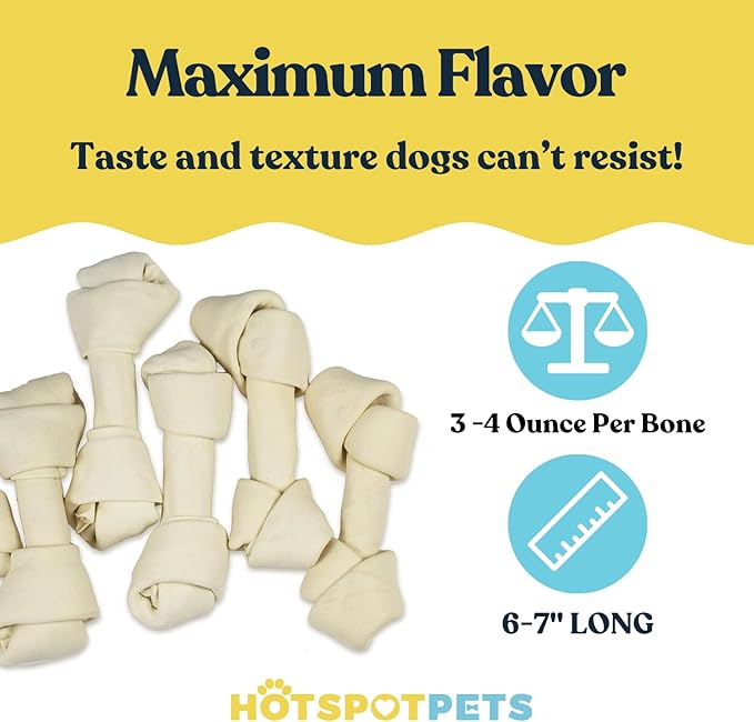 hotspot pets 10 Pack - 6-7 Inch Certified Facility Rawhide Dog Chews - from Grass Fed Brazilian Cows - Promotes Tooth Health and Good Behavior (10 Pack)