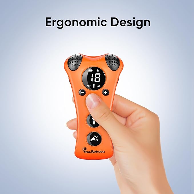 Adjustable Ultrasonic Dog Trainer – World's First Variable Frequency Pet Behavior Corrector with 10 Level Ultra Sound, 18 Dog Whistles, Anti-Bark Flashlight, Humane Dog Deterrent (Orange)