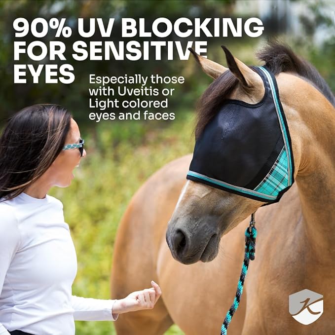 Kensington 90% UV Fly Mask CatchMask UViator - Without Ears & Forelock Freedom Web Trim Size: Medium Color: 121 Deluxe Black