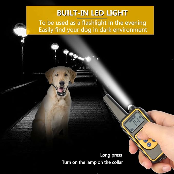 Electric Dog Training Collar with Remote 1640FT, E-Shock, Safe Training Modes, Rechargeable IP67 Waterproof Collars for 1 Dog (Black)