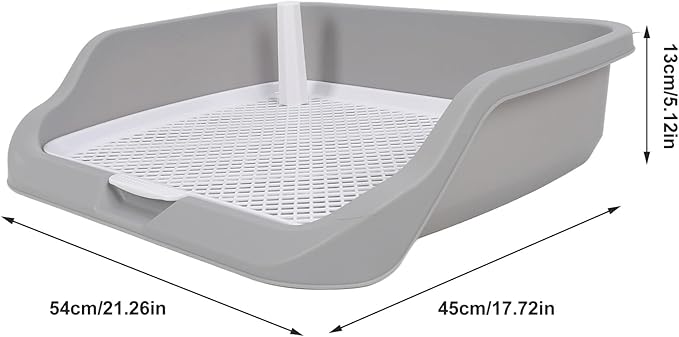 Fabater Dog Potty Toilet Training Tray, Portable Multifunctional Mesh Puppy Training Toilet Pad Holder with Bafflel for Small Dogs Puppies (Gray)