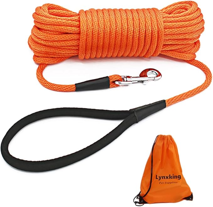 lynxking Check Cord Dog Leash Long Lead Training Tracking Line Comfortable Handle Heavy Duty Puppy Rope 10ft for Small Medium Large Dog