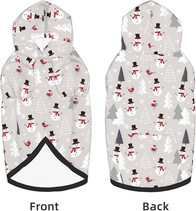 Christmas Gray Snowman Hoodie,Christmas Cosplay Dog Clothes with Pocket and Hat Winter Clothes Sweaters Large