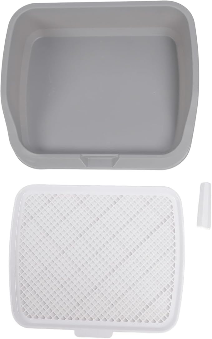 Fabater Dog Potty Toilet Training Tray, Portable Multifunctional Mesh Puppy Training Toilet Pad Holder with Bafflel for Small Dogs Puppies (Gray)