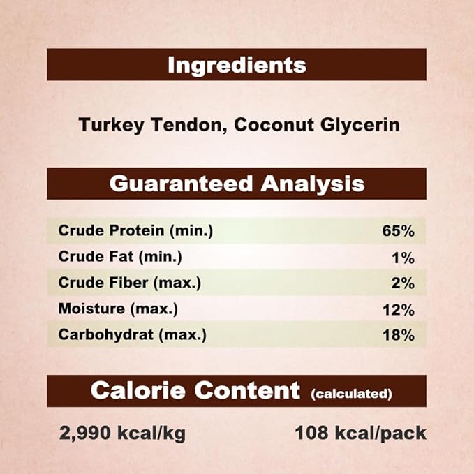Afreschi Natural Turkey Tendon Bone (M) 20 Units/Box, Dog Treats for Signature Series, All Natural Human Grade Puppy Chew, USA-Sourced Turkey Tendon, Hypoallergenic, Rawhide Alternative