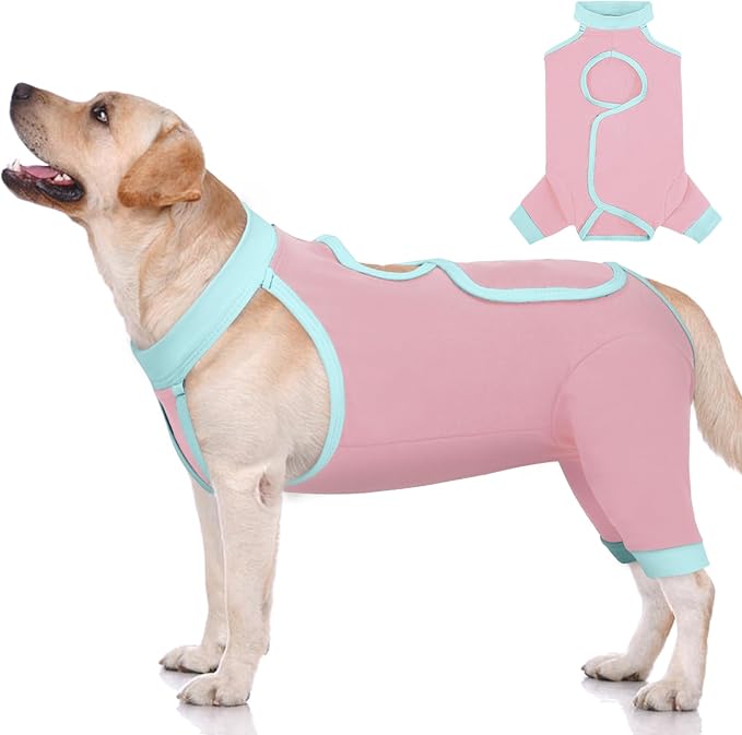 ROZKITCH Dog Surgery Leg Sleeve Rear Legs, Male Female Pet Prevent Licking Wound Elbow Knee Protector, Dog Recovery Suit Cone Collar Alternative Pants Shirt for Wound Heal Wrap Pink XL