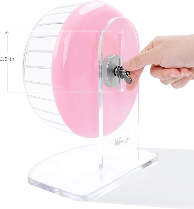 Niteangel Super-Silent Hamster Exercise Wheels: - Quiet Spinner Hamster Running Wheels with Adjustable Stand for Hamsters Gerbils Mice Or Other Small Animals (S, Pink)