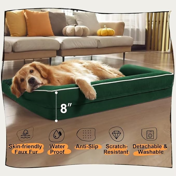 Large Dog Bed Orthopedic Washable: Beds Bolster - XL XLarge Big Dogs - Memory Foam - Ultra-Soft XXL Dog Crate Beds- Waterproof with Removable Cover
