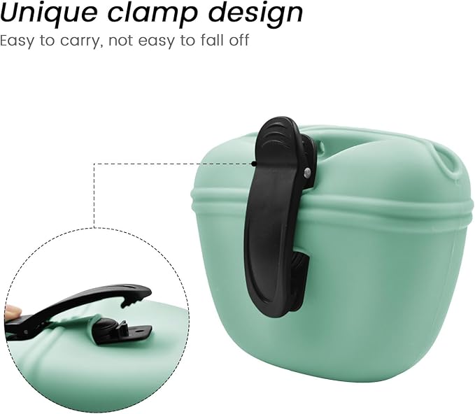 AUDWUD Silicone Dog Treat Pouch,with Dog Training Clicker,Clip on Portable Training Container,Convenient Magnetic Buckle Closing and Waist Clip