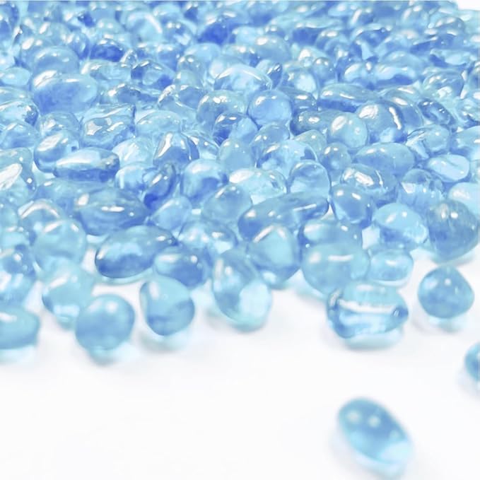 0.88LB Light Blue Fish Tank Gravel Aquarium Glass Stones Sea Glass Pebbles Aquarium Gravel Rocks Fish Tank Rocks, Beads Pebbles Rock Sand Glass Gems Stones for Vase Filler Turtle Fish Tank Decoration