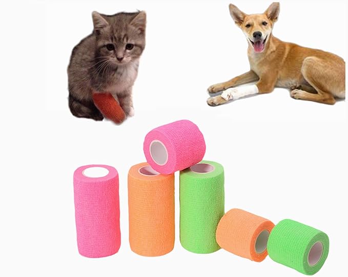 6 Pack 3" x 5 Yards Self Adhesive Bandage Wrap Breathable Cohesive Vet Wrap for Pets, Elastic Self-Adherent Tape for Sports, Wrist, Ankle (Black)