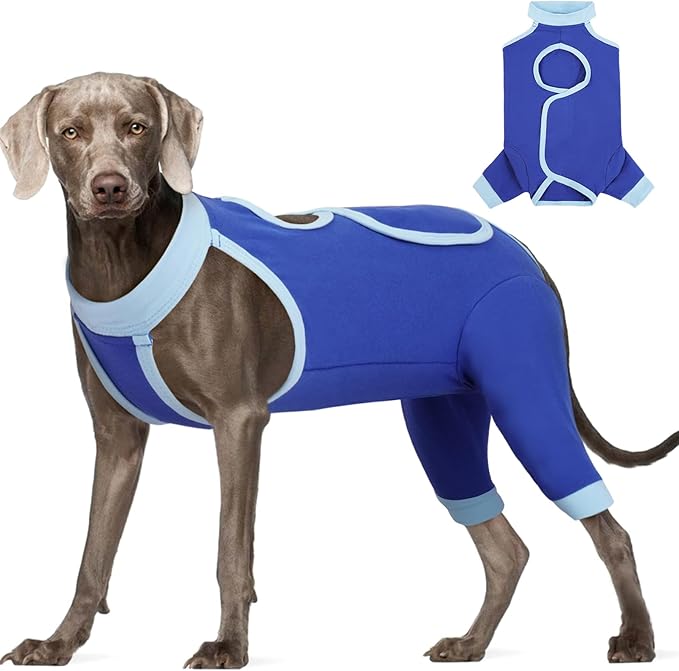 ROZKITCH Dog Surgery Leg Sleeve Rear Legs, Male Female Pet Prevent Licking Wound Elbow Knee Protector, Dog Recovery Suit Cone Collar Alternative Pants Shirt for Wound Heal Wrap Blue 2XL