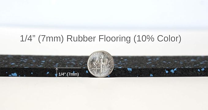 American Floor Mats 1/4in (7mm) Thick 10% Mocha 4' x 8' Heavy Duty Rubber Rolls, Protective Exercise Mats, Home Gym Rubber Flooring