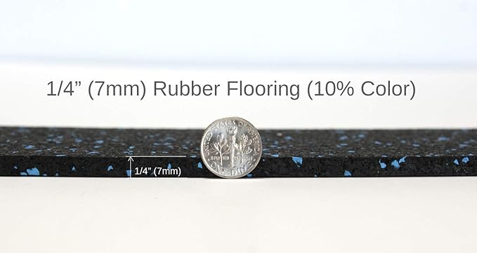 American Floor Mats 1/4in (7mm) Thick 10% Blue/Grey 4' x 18' Heavy Duty Rubber Rolls, Protective Exercise Mats, Home Gym Rubber Flooring