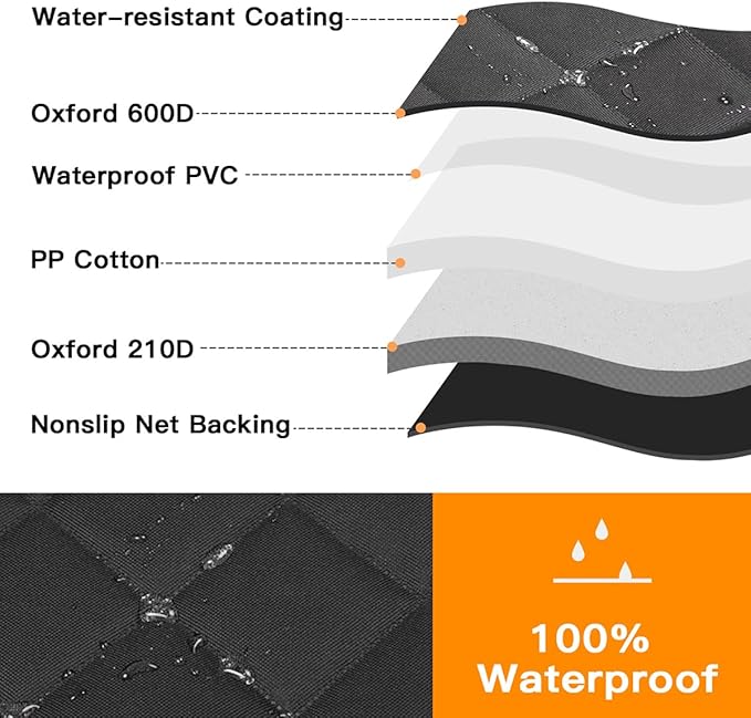 Kytely Dog Car Seat Cover XL, Heavy Duty Dog Seat Cover for Back Seat, 100% Waterproof Nonslip Hammock for Car with Side Flap, Scratch Proof Pet Back Seat Covers