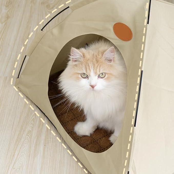 BreezyDen Pop-Up Pet Tent – Portable Indoor/Outdoor Cat Tent, Waterproof Pet Hideaway for Cats & Small Dogs with Mesh Window, Anti-Slip Base & Washable Design (Dark Gray, S (4 catties Kitten))
