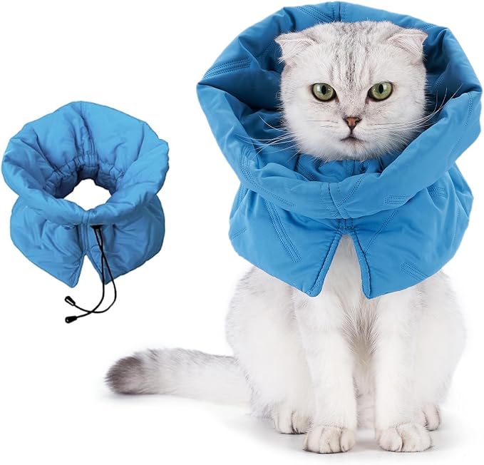 Cat Recovery Collar, Soft Adjustable Cat Cone Alternative, Lightweight Waterproof Fasteners Collars for Cats Kittens Puppies, After Surgery Stop Licking, Post-Surgery or Skin Protection
