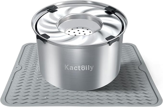 1.5 Gal Dog Water Bowl No Spill, 5.6L Stainless Steel Bowls and Non-Slip Dog Bowl Mats for Food and Water, Silicone Pet Feeding Mats for Floors Waterproof