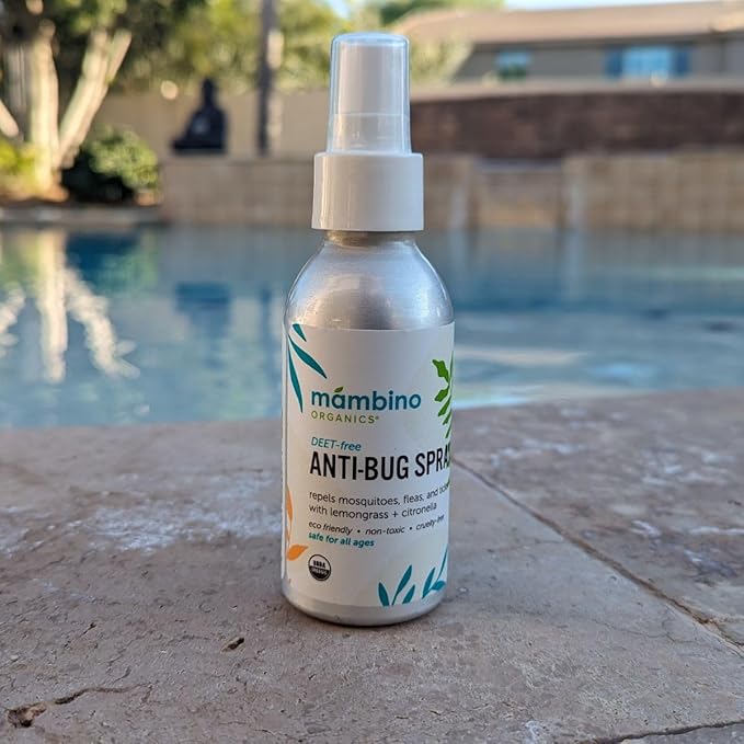 Anti-Bug Spray DEET-Free – Organic, All-Natural Bug Spray Travel Size with Essential Oils – Non-Toxic, Reef Safe, Face-Safe Bug Repellent for Babies, Kids, Adults by Mambino Organics, 4oz