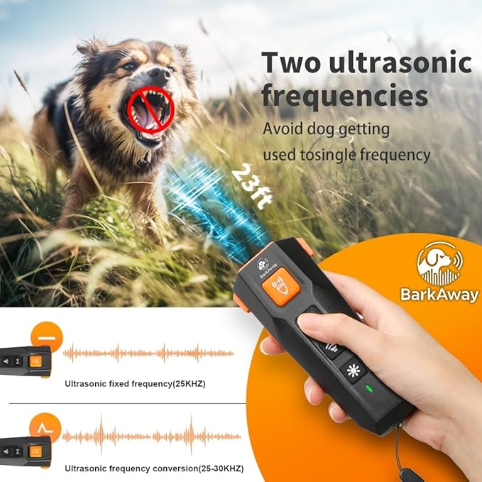 Ultrasonic Dog Bark Deterrent for Small, Medium, Large Breeds - Dog Bark Deterrent Devices with 4 Working Modes, LED Flashlight – 2 in 1 Pet Training Device with Wide Range, Humane Technology