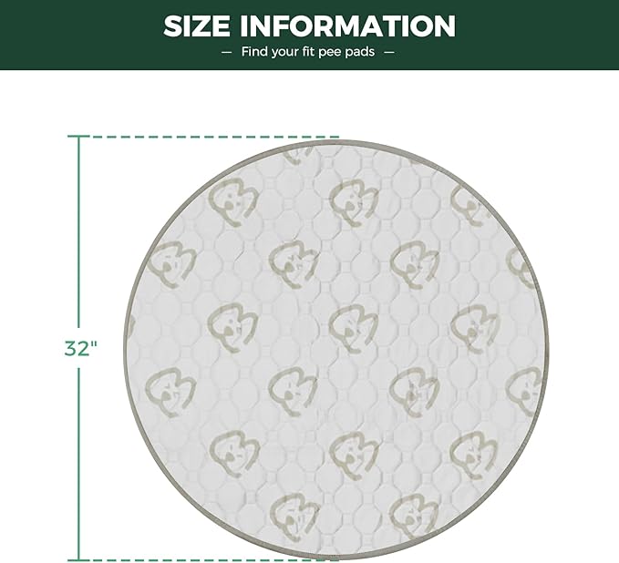 FXW Washable Pee Pads for Dogs, Puppy Pads with Super Absorbent, Specifically Designed for Whelping Box, 32" Round, Khaki, 2 Packs