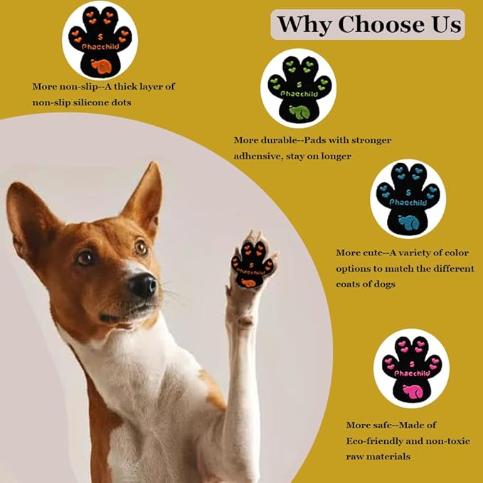 Dog Paw Pads Anti-Slip Grips,Dog Paw Protectors for Senior Dogs on Hot Pavement,Provides Traction to Keep Them from Slipping on Smooth Floors 20 sets-80 Pads Multicolor S