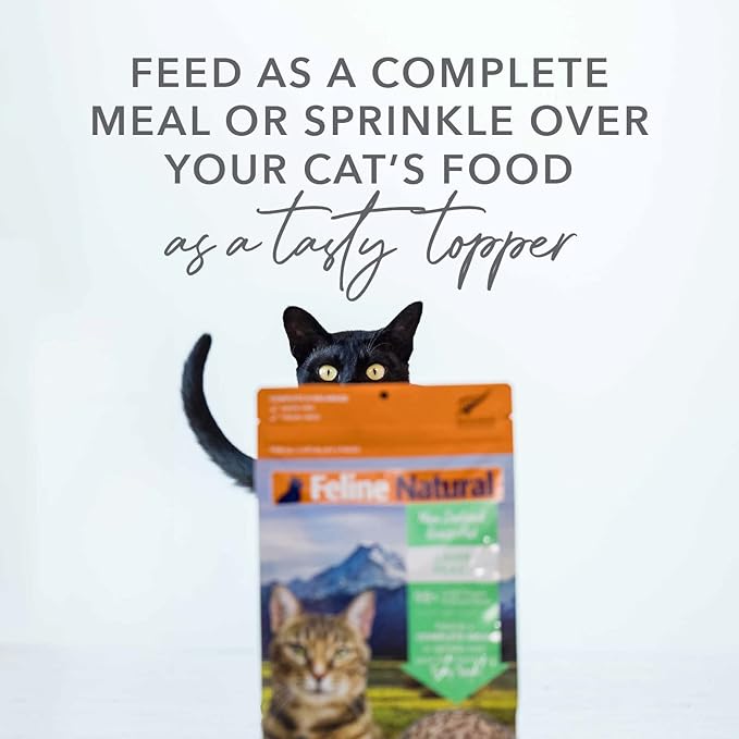 Feline Natural High Protein Dry Cat Food, Freeze-Dried Diet with 98% Meat, Organs & Seafood, No Peas, Grains, or Artificial Additives, Made in New Zealand, Chicken & Lamb, 3.5oz