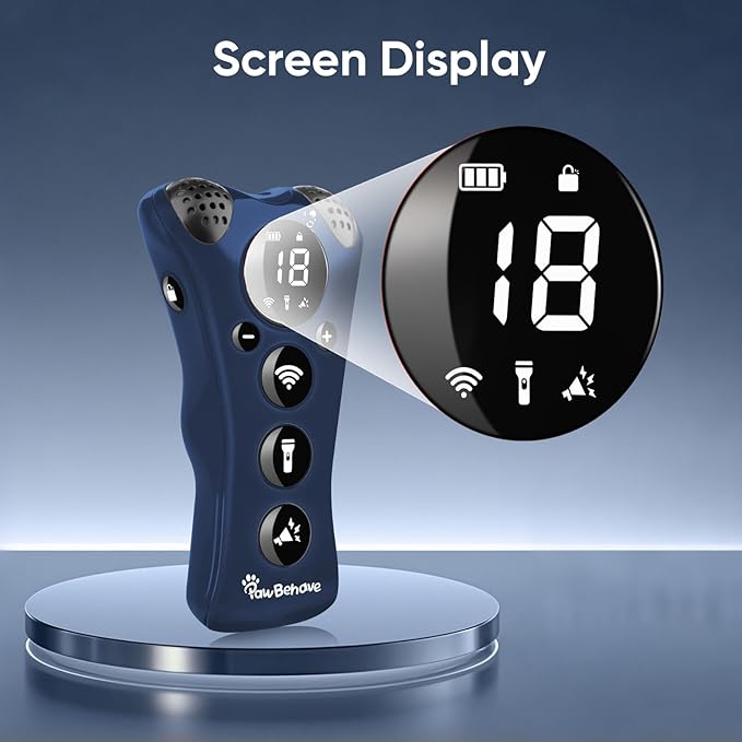 Adjustable Ultrasonic Dog Trainer–World's First Variable Frequency Pet Behavior Corrector with 10 Level Ultra Sound, 18 Dog Whistles, Anti-Bark Flashlight, Safe and Humane Deterrent (Blue)