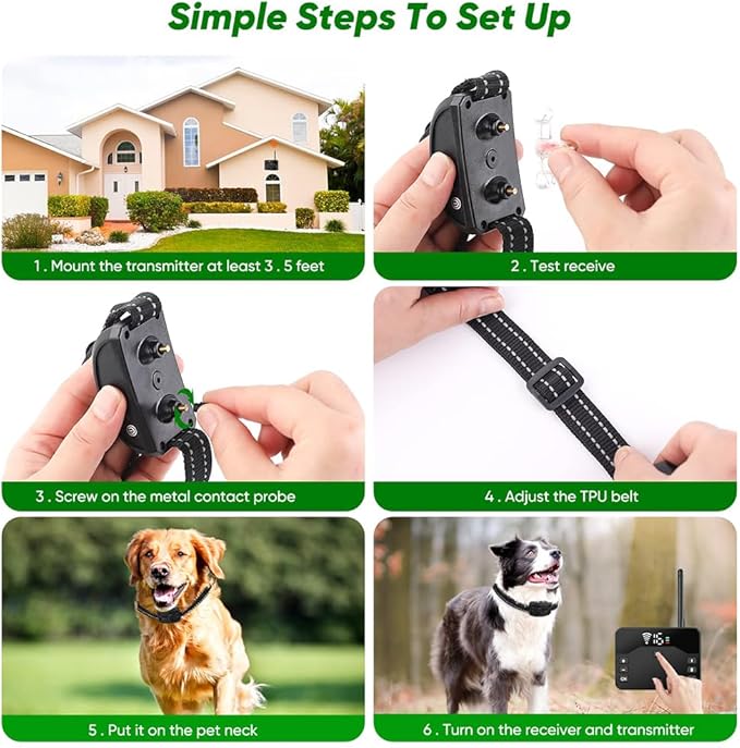 Wireless Dog Fence,Outdoor Electric Pet Containment System with Remote, Waterproof Training Collar with Adjustable Vibration & Shock, Safe Effective, Boundary Container for 1/2/ 3 Dogs,for1dog