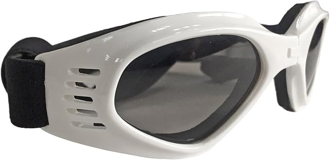 LECONPET Small Dog Sunglasses Waterproof Windproof UV Protection Pet Sunglasses Dog Goggles for Doggy Puppy Cat (White)