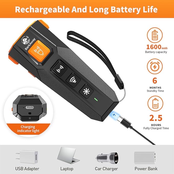 Ultrasonic Dog Bark Deterrent for Small, Medium, Large Breeds - Dog Bark Deterrent Devices with 4 Working Modes, LED Flashlight – 2 in 1 Pet Training Device with Wide Range, Humane Technology