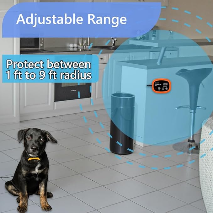 Indoor Pet Barrier for 2 Dogs,Wireless Indoor Electric Fence,Pet Gate, Keeps Areas Off Limits,Dog Home Proofing, Waterproof/Rechargeable/Beep/Static Training Collar,Orange Kit