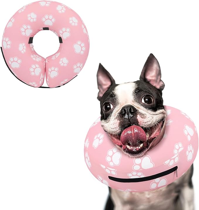 Supet Inflatable Dog Cone Collar for Large Medium Small Dogs, Soft Cone Collar for Dogs Cats, ECollar Doggie Neck Donut Dog Cone Alternative After Surgery