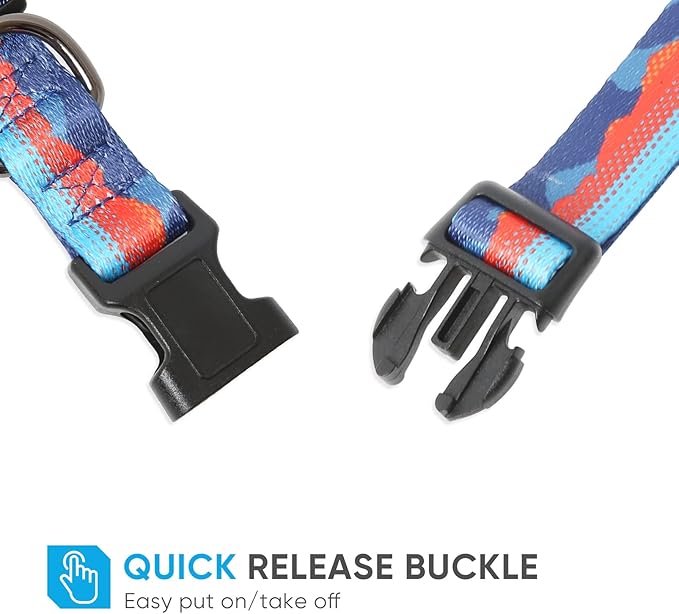 HEELE Dog Collar, Adjustable Soft Dog Collar for Small Medium Large Dogs,Floral Patterned Puppy Collars with Quick Release Buckle S Length 9.84''-14.96'
