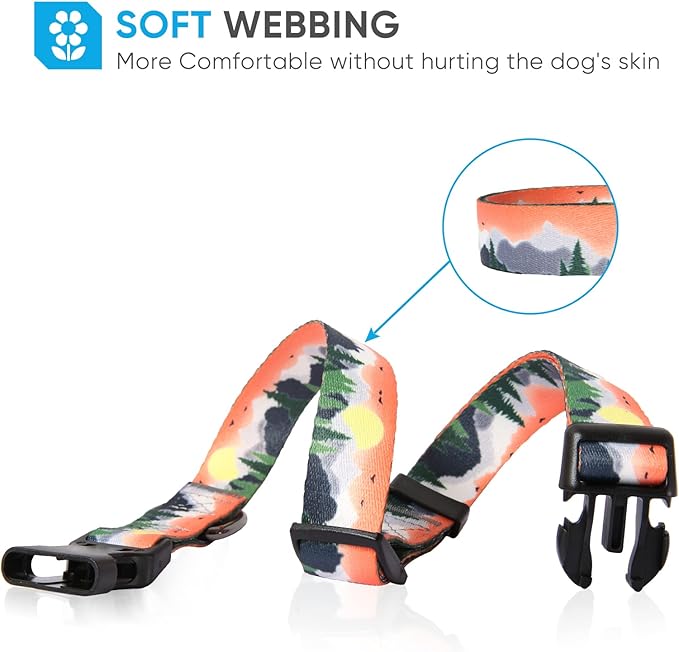 HEELE Dog Collar, Adjustable Soft Dog Collar for Small Medium Large Dogs,Floral Patterned Puppy Collars with Quick Release Buckle S Length 9.84''-14.96'