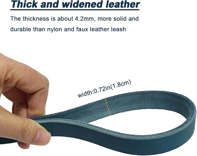 LWBMG Leather Dog Leash 4ft x 3/4 inch, Leather Dog Leash for Large Dogs, Strong Durable Handmade Braided Pet Lead, Soft and Comfortable Pet Training Leashes for Medium Large Dogs Blue