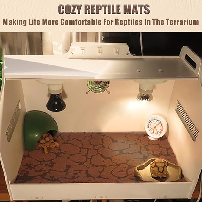 Tfwadmx Reptile Carpet Sand Mat for Bearded Dragon Terrarium Substrate Liner Brown Leopard Gecko Tank Accessories Lizard Bedding Mats for Tortoise Turtle Snake Chameleon with Tweezers 12x20In (2 Pcs)